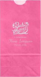 Floral Script Baby Shower Small Custom Favor Bags