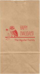 Happy Owlidays Small Custom Favor Bags