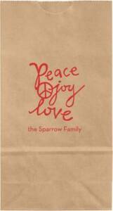 Peace Joy Love Small Custom Favor Bags