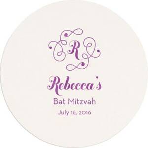 Flourish Monogram Mitzvah Custom Coasters