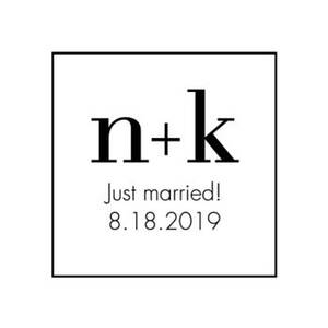 Just Married Initials Custom Stamp