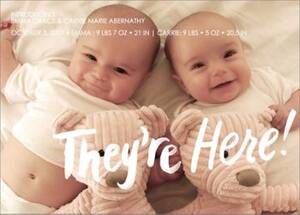 They're Here Twin Girls Birth Announcement