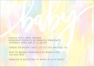 Pastel Brush Baby Shower Invitation