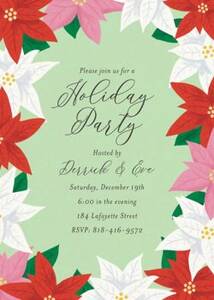 Poinsettia Frame Party Invitation