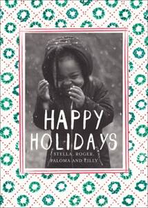 Quilted Wreath Frame Holiday Photo Card