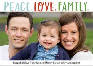 Peace Love Family Holiday Photo Card
