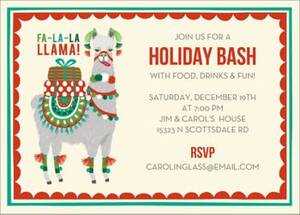 Fa La La Llama Holiday Party Invitation