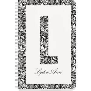 White Floral Monogram Custom Journal