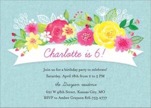 Watercolor Floral Birthday Party Invitation