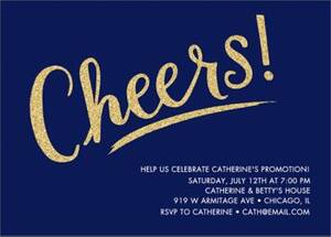 Gold Glitter Cheers Party Invitation
