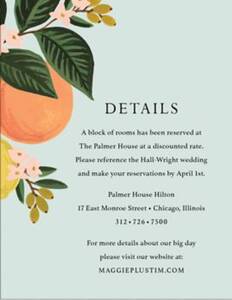 Citrus Floral Information Card