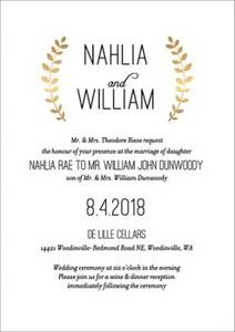 Foil Stamped Laurel Wedding Invitation