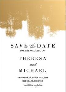 Foil Stamped Paintbrush Save the Date Card