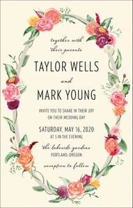 Tall Floral Wreath Wedding Invitation