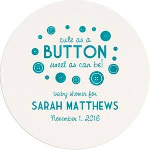 Button Baby Shower Custom Coasters