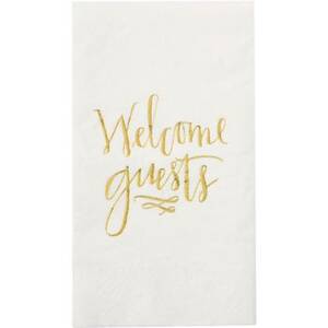 Welcome Guests Gold Guest Towel