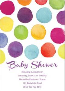 Watercolor Dots Baby Shower Invitation