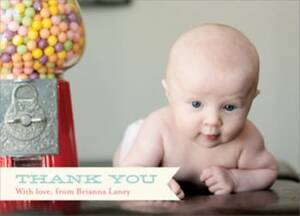 Banner Girl Photo Baby Thank You Notes