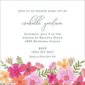 Garden Blooms Baby Shower Invitation