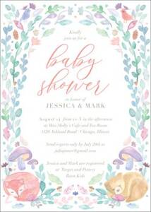 Watercolor Woodland Baby Shower Invitation