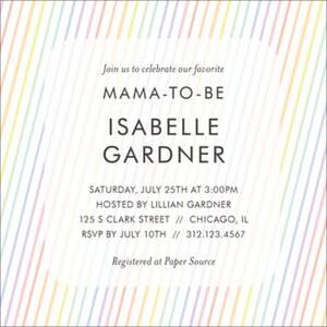 Rainbow Stripe Baby Shower Invitation