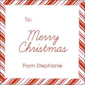 Peppermint Border Holiday Gift Tag Label