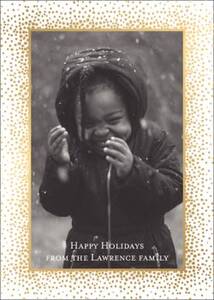 Champagne Border Holiday Photo Card Vertical