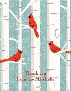 Cardinals in Birch Trees Thank You Card