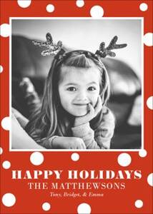 White Red Dots Holiday Photo Card