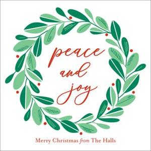 Peace and Joy Wreath Holiday Card