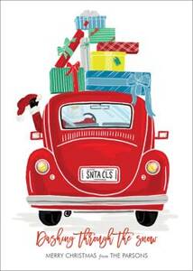 Santa Car with Presents Holiday Card