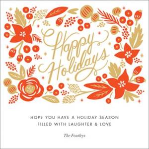 Poinsettia Wreath Holiday Card