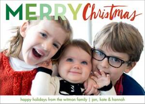 Merry Christmas Bold Sketch Holiday Photo Card