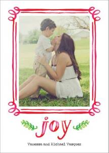 Watercolor Frame Joy Holiday Photo Card