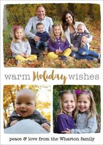 Warm Holiday Wishes 3 Holiday Multi-Photo Card