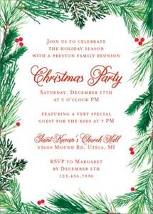 Pine Wreath Holiday Party Invitation