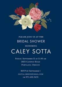 Vintage Floral on Navy Bridal Shower Invitation
