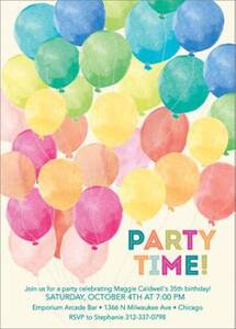 Watercolor Balloons Party Invitation