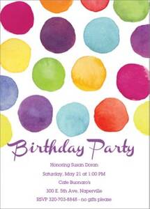 Watercolor Dots Birthday Party Invitation