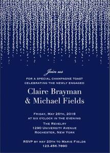 Silver Foil Stamped Chandelier Engagement Party Invitation