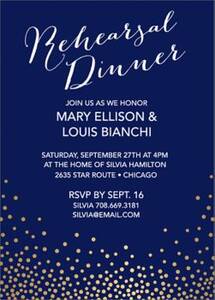 Gold Foil Stamped Champagne Rehearsal Dinner Invitation