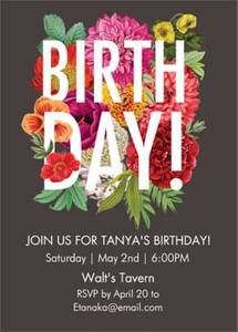 Floral Type Birthday Party Invitation