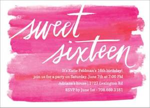 Pink Sixteen Birthday Party Invitation