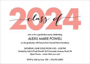 Bold Class Year Graduation Party Invitation