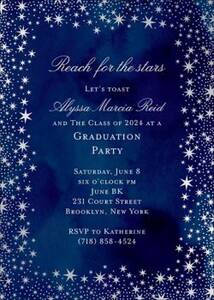 Silver Foil Reach For The Stars Graduation Party Invitation