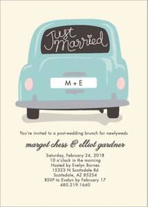 Just Married Car Wedding Brunch Invitation