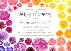 Rainbow Floral Bridal Shower Invitation