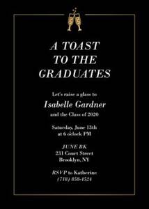 Foil Champagne Border Graduation Invitation