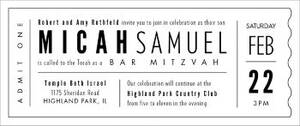 Admit One Letterpress Bar Mitzvah Invitation