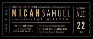 All Foil Admit One Bar Mitzvah Invitation